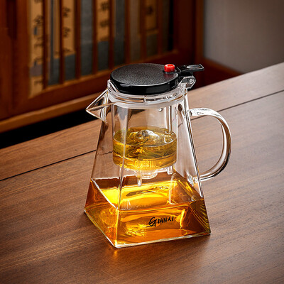 Sutirštinto karščiui atsparaus stiklo arbatinukas Aukštai temperatūrai atsparus arbatinukas Buitinis vieno mygtuko filtravimo arbatos atskyrimo arbatos virimo aparatas