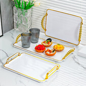 Patiekimo padėklas su rankenomis Dekoratyvinis padėklas Praktiška stačiakampė vaisių užkandžių lėkštė virtuvei Restoranas Vakarėliams Baro staliukas