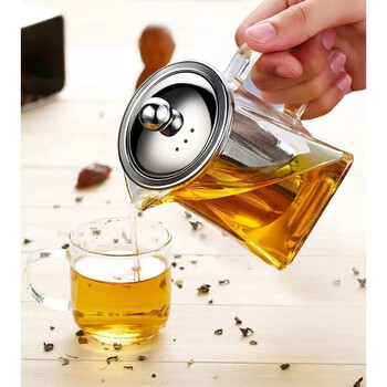 Teapot Glass Tea Infusers Heat with Stainless Steel Infuser Heat Resistant Glass Teapot Household for Tea Party and Fourop