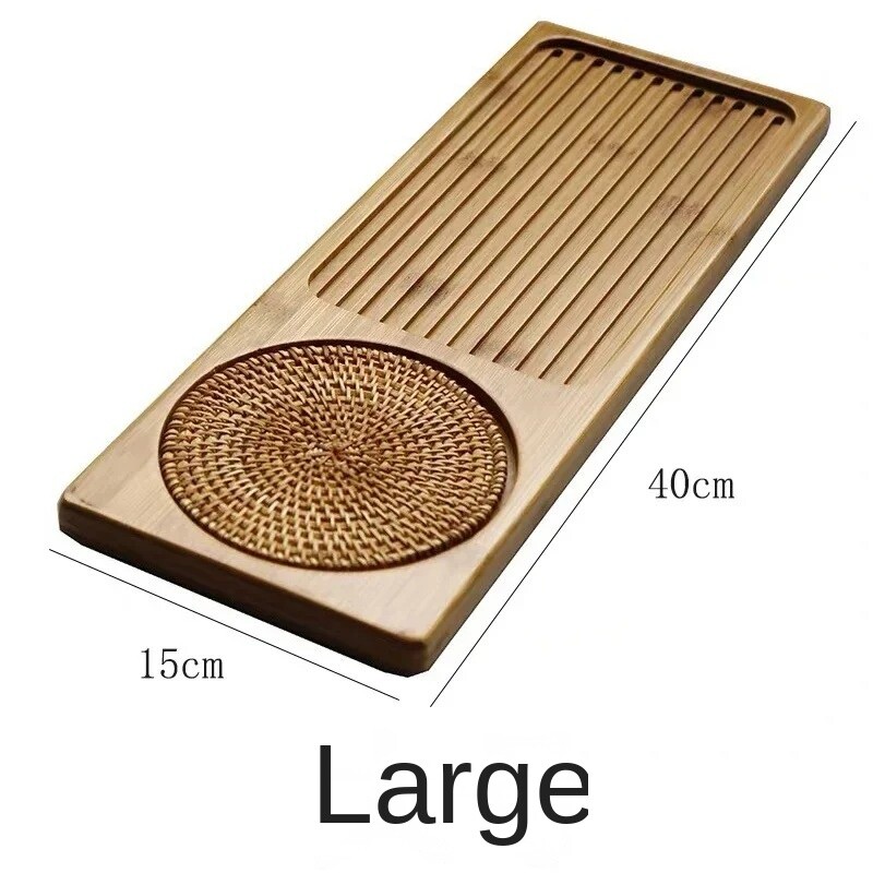 Mažo dydžio sausas mirkomas arbatos padėklas su austais rotango kilimėliais, natūralaus bambuko arbatos lenta, viešbučio serviravimo padėklas