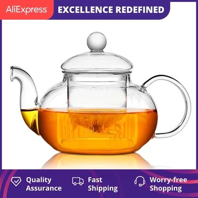 Clear Glass Tea Pot Υψηλής ποιότητας Ανθεκτικό στη θερμότητα Flower Tea Cup Glass Teapot with Infuser Tea Leaf 400/600/1000ml