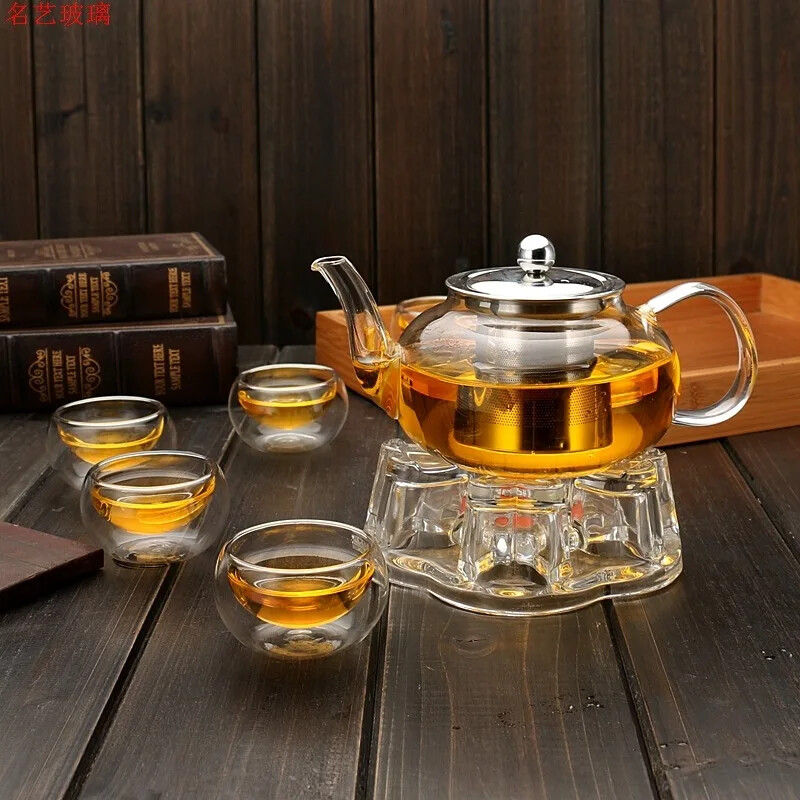 600/800 ml kuumakindlast klaasist teekann lille teekomplekt Veekeetja Infuser Teekann tassis tee jaoks Gaiwan Pu Erh Pot Pots Teekannud Puer
