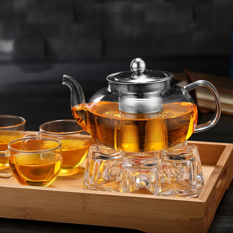 600/800 ml kuumakindlast klaasist teekann lille teekomplekt Veekeetja Infuser Teekann tassis tee jaoks Gaiwan Pu Erh Pot Pots Teekannud Puer