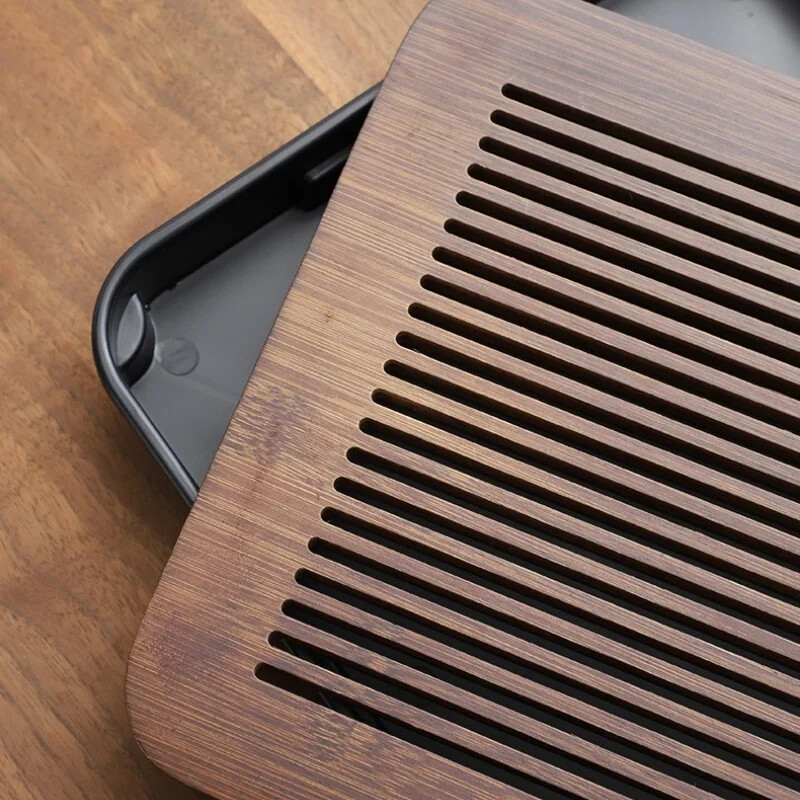 1vnt nešiojamas bambuko arbatos padėklas Mažas buitinis arbatos padėklas Paprastas Kung Fu arbatos rinkinys Drenažo laikymo drenažas, sausas ir šlapias dvejopo naudojimo