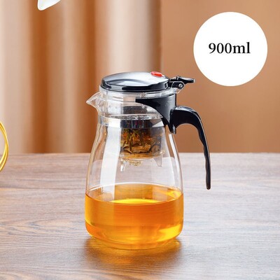 Avaleht Ühe nupuvajutusega teekann Köök Kuumakindel klaasist teeveekann Filtreeriv teeeraldusklaasist veekeetja 500/750/900ml