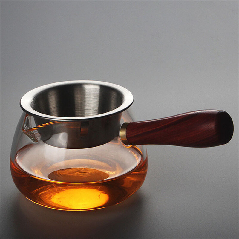 Kūrybingas karščiui atsparus stiklas šviesaus šono medinės rankenos arbatos dozatorius Fair Cup su filtru Kungfu arbatos rinkinys arbatinukas arbatos virimo aparatas