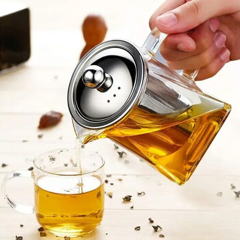 350-950ml Tea Infusers Teapot Glass Heat with Stainless Steel Infuser Heat Resistant Glass Teapot Household for Tea Partyes