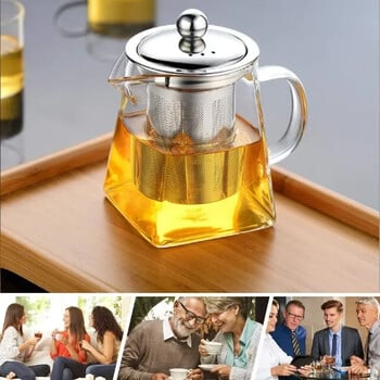 350-950ml Tea Infusers Teapot Glass Heat with Stainless Steel Infuser Heat Resistant Glass Teapot Household for Tea Partyes