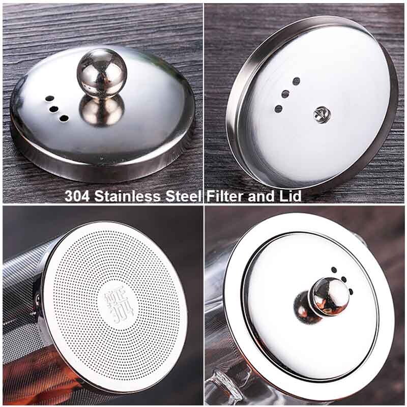 Kuumuskindel klaasist teekann roostevabast terasest tee infusioonifiltriga lilleline teekeetja Kung Fu teekomplekt Puer Oolong teekann