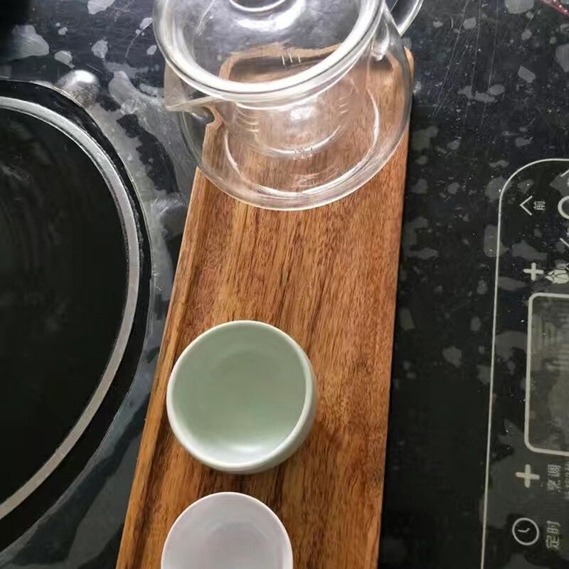 Akacijos medienos kavos padėklas Stačiakampis maisto puodelis Padėklas Dekoratyvinis medinis padėklas desertams saldainių bambuko padėklas Gongfu arbatos padėklas