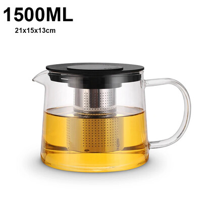 600/1500 ml stiklinis arbatinukas sutirštintas karščiui atsparus stiklinis arbatos virdulys su nerūdijančio plieno infuzoriumi Stikliniai arbatinukai namų arbatos indai