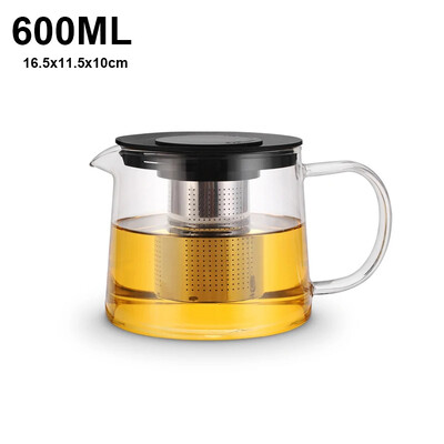 600/1500 ml stiklinis arbatinukas sutirštintas karščiui atsparus stiklinis arbatos virdulys su nerūdijančio plieno infuzoriumi Stikliniai arbatinukai namų arbatos indai