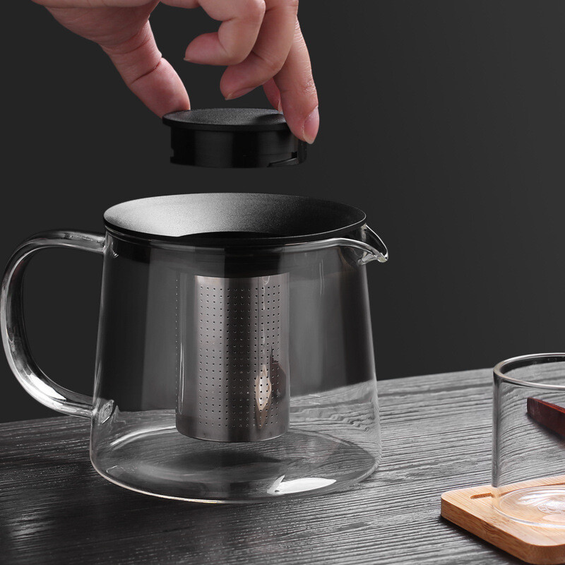 600/1500 ml stiklinis arbatinukas sutirštintas karščiui atsparus stiklinis arbatos virdulys su nerūdijančio plieno infuzoriumi Stikliniai arbatinukai namų arbatos indai