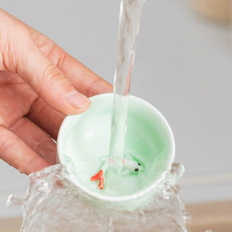 7vnt arbatos rinkinys Kiniška Kung Fu keramikos arbata Porcelianinis karščiui atsparus arbatos puodelis Nešiojami Puer arbatos puodeliai: 1vnt arbatinukas + 6vnt arbatos puodeliai