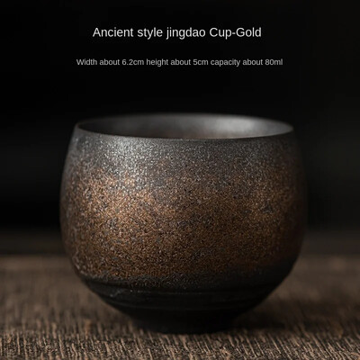 Japoniško stiliaus rankų darbo grubus keraminis arbatos puodelis Kung Fu arbatos reikmenys Senoviniai akmeniniai arbatos puodeliai Senoviniai vienetiniai puodeliai
