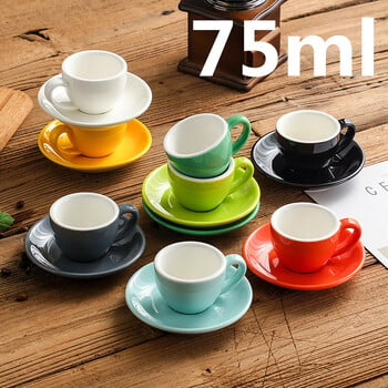 75ml/220ml Color Glaze Παχύ κεραμικό φλιτζάνι καφέ Cappuccino Latte Cup Professional Figured Cup Standard Competition Mouth Κούπα