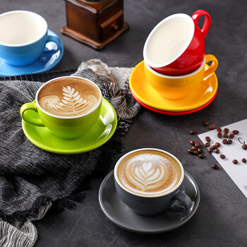 75ml/220ml Color Glaze Παχύ κεραμικό φλιτζάνι καφέ Cappuccino Latte Cup Professional Figured Cup Standard Competition Mouth Κούπα