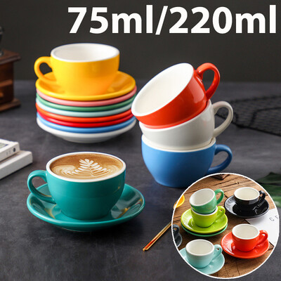 75 ml/220 ml Glazura colorată ceașcă de cafea din ceramică îngroșată ceașcă cu latte pentru cappuccino ceașcă figurată profesională ceașcă cu gură de competiție standard