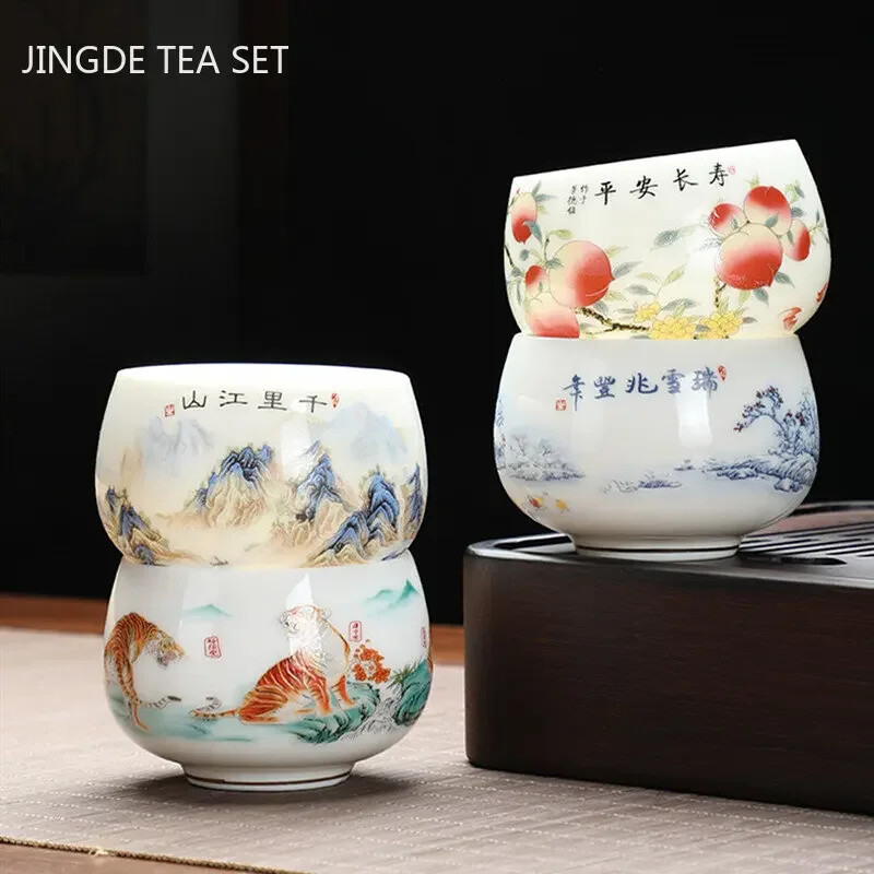 Peen lambarasva jade valge portselanist teetass Käsitsi valmistatud kaasaskantav keraamiline teetass Kohandatud teekomplekt Isiklik meistritass