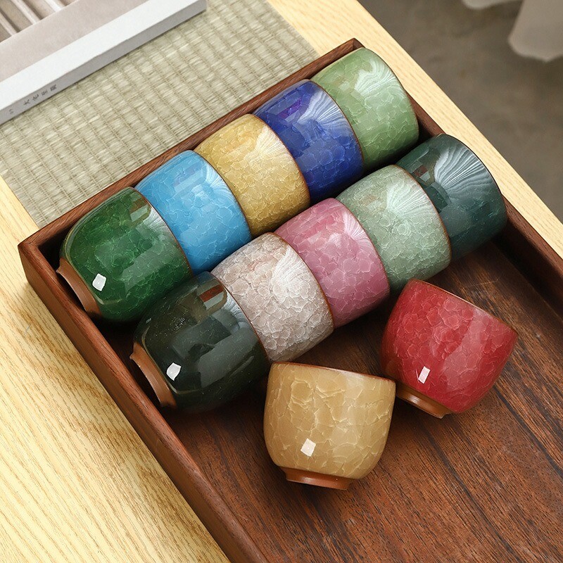 Ledo traškėjimo stiliaus keraminis arbatos puodelis, keramikiniai espreso kavos puodeliai, porcelianinis Kung Fu arbatos puodelis, keraminis sake puodelis, arbatos dubuo, didmeninė prekyba