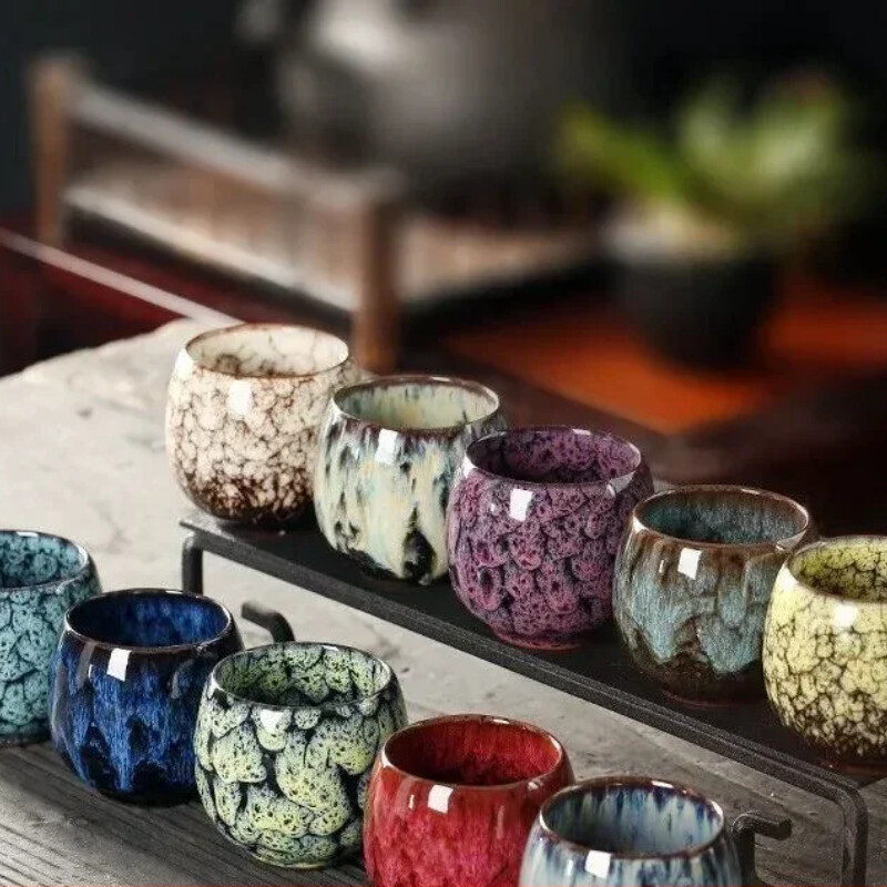 Ahju vahetamise teetass Keraamiline Kung Fu teekomplekt Ühe tassi degusteerimistee saialillemunakujuline tass