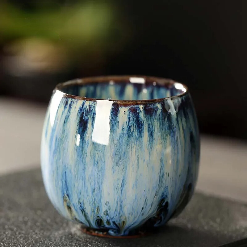 Ahju vahetamise teetass Keraamiline Kung Fu teekomplekt Ühe tassi degusteerimistee saialillemunakujuline tass