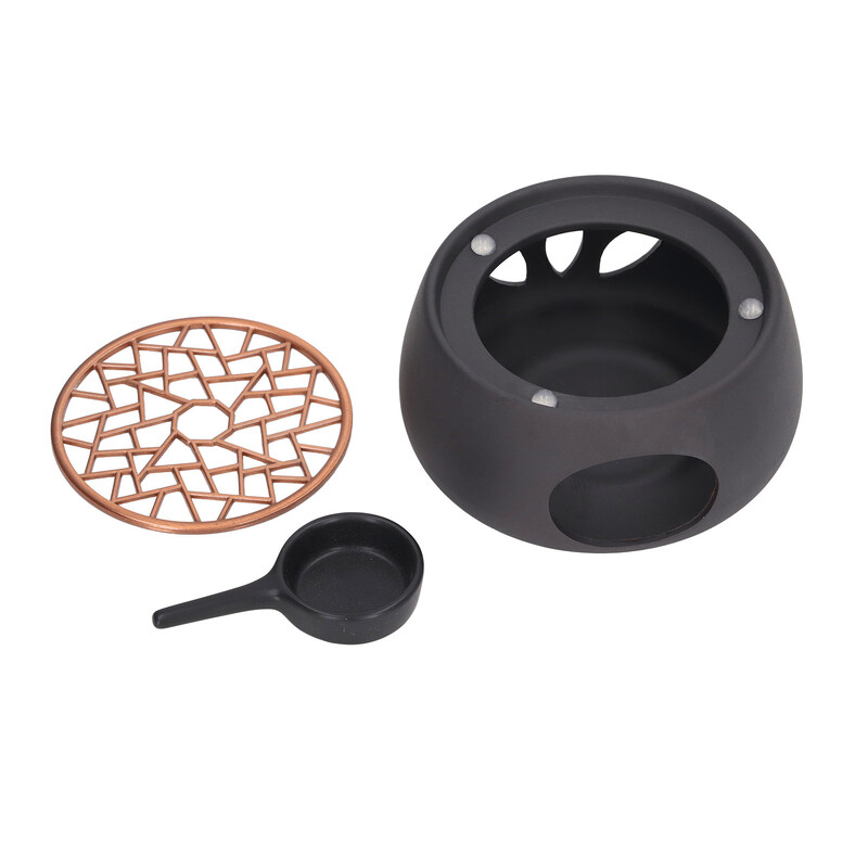 Arbatinuko šildytuvo pagrindo tuščiavidurio dizaino keraminis žvakių šildytuvas arbatos kavos pieno šviesus šildytuvas su purpurine geležine padėklu namų restoranui