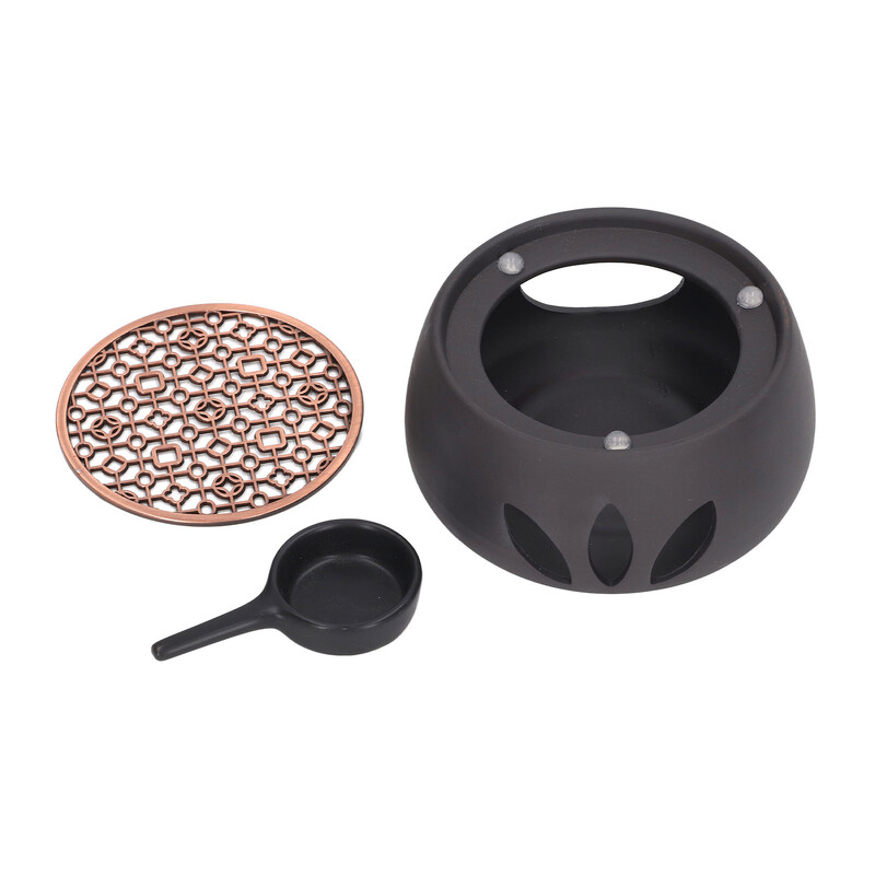 Arbatinuko šildytuvo pagrindo tuščiavidurio dizaino keraminis žvakių šildytuvas arbatos kavos pieno šviesus šildytuvas su purpurine geležine padėklu namų restoranui