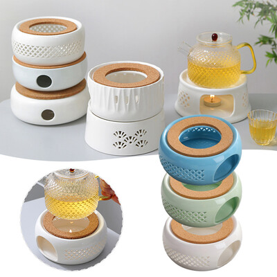 Încălzitor de lumină pentru ceainic circular pentru ceainic, oale de cafea din ceramică, bază pentru lumânări pentru casă, birou, ceainic, vase din ceramică, încălzitor de ceai