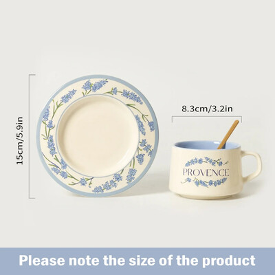 Keramikinis kavos puodelis ir lėkštė su auksiniu šaukštu Naudoti Latte Cappuccino Porcelianinei arbatai Dovana mergaitėms Valentino dienos dovana