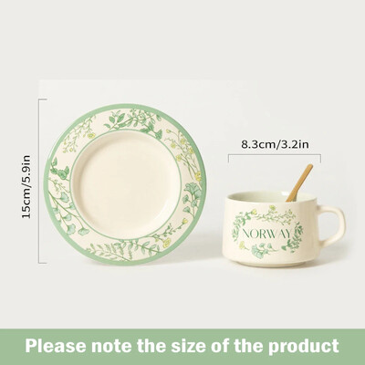 Keramikinis kavos puodelis ir lėkštė su auksiniu šaukštu Naudoti Latte Cappuccino Porcelianinei arbatai Dovana mergaitėms Valentino dienos dovana