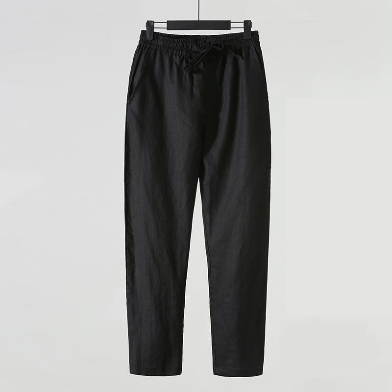 Meeste suvised linased püksid õhukesed lahtised plusssuuruses puuvillased linased 9 punkti vabaaja püksid Hiina stiilis meeste linased püksid