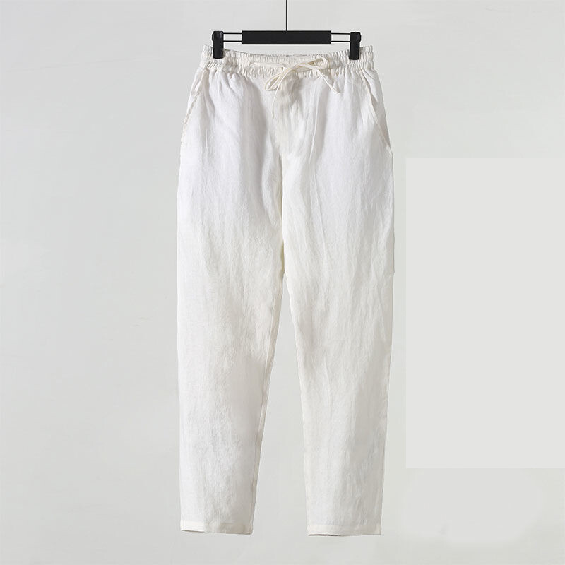 Meeste suvised linased püksid õhukesed lahtised plusssuuruses puuvillased linased 9 punkti vabaaja püksid Hiina stiilis meeste linased püksid