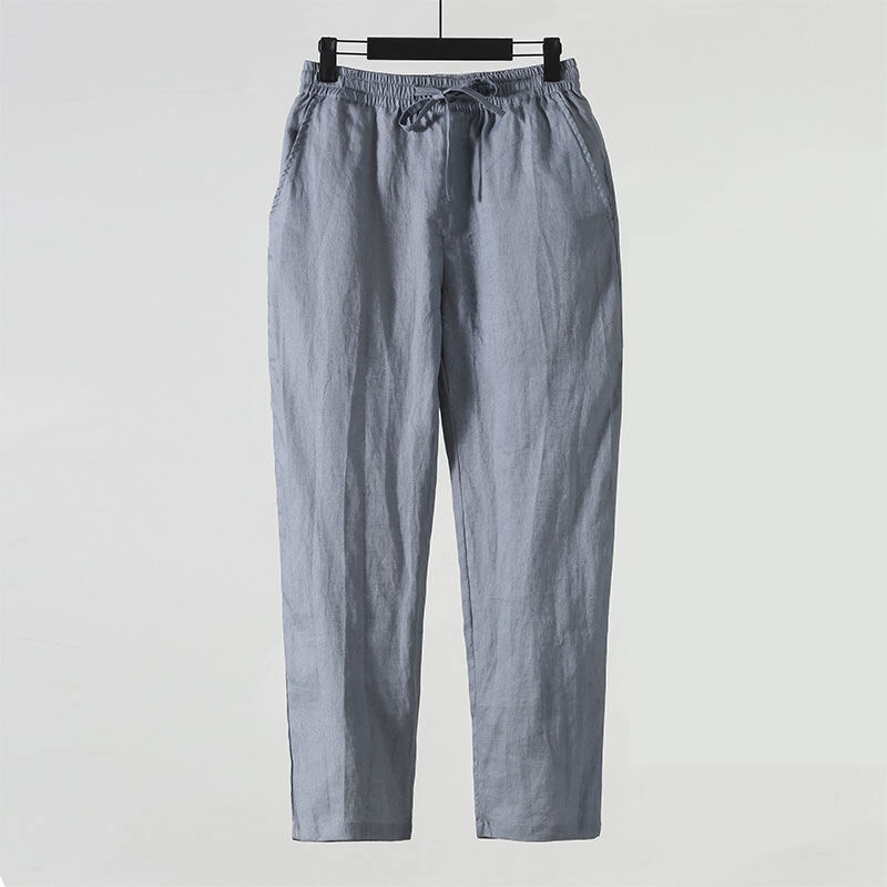Meeste suvised linased püksid õhukesed lahtised plusssuuruses puuvillased linased 9 punkti vabaaja püksid Hiina stiilis meeste linased püksid