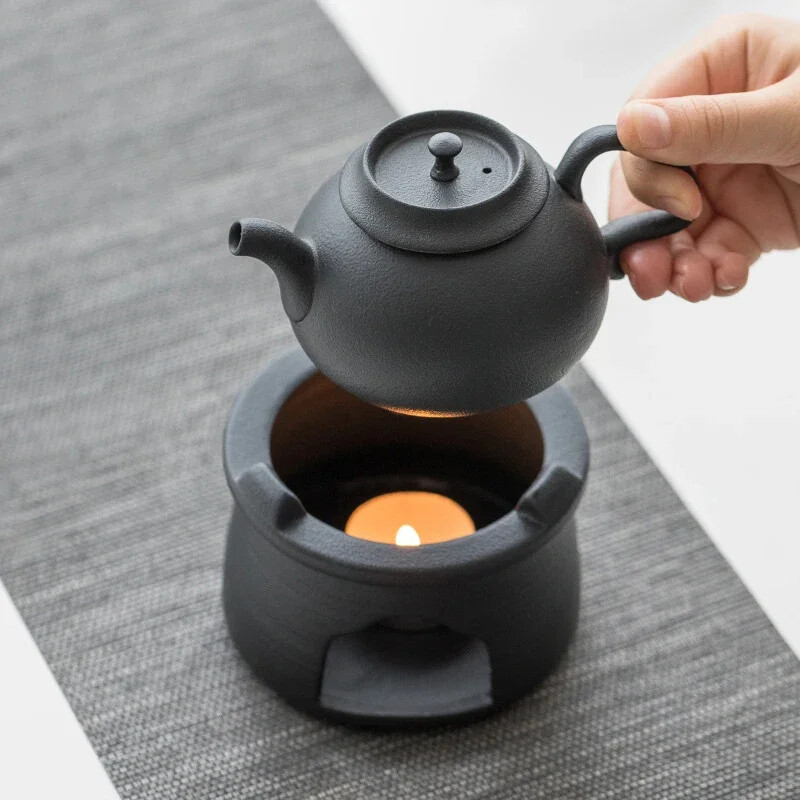 Japoniško stiliaus šilumos išsaugojimas kaitinimas arbatos viryklė Juoda žvakė arbatos šildytuvas Kung Fu arbatos ceremonija Keramikos arbatinukas