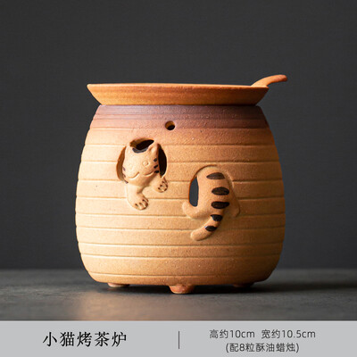 Kačiuko skrudinimas arbatos viryklė Keraminė kepimo krosnelė Maža buitinė aromato difuzorius Žvakė Akmens indai Kepti skrudinti apelsinai Samovar Baras