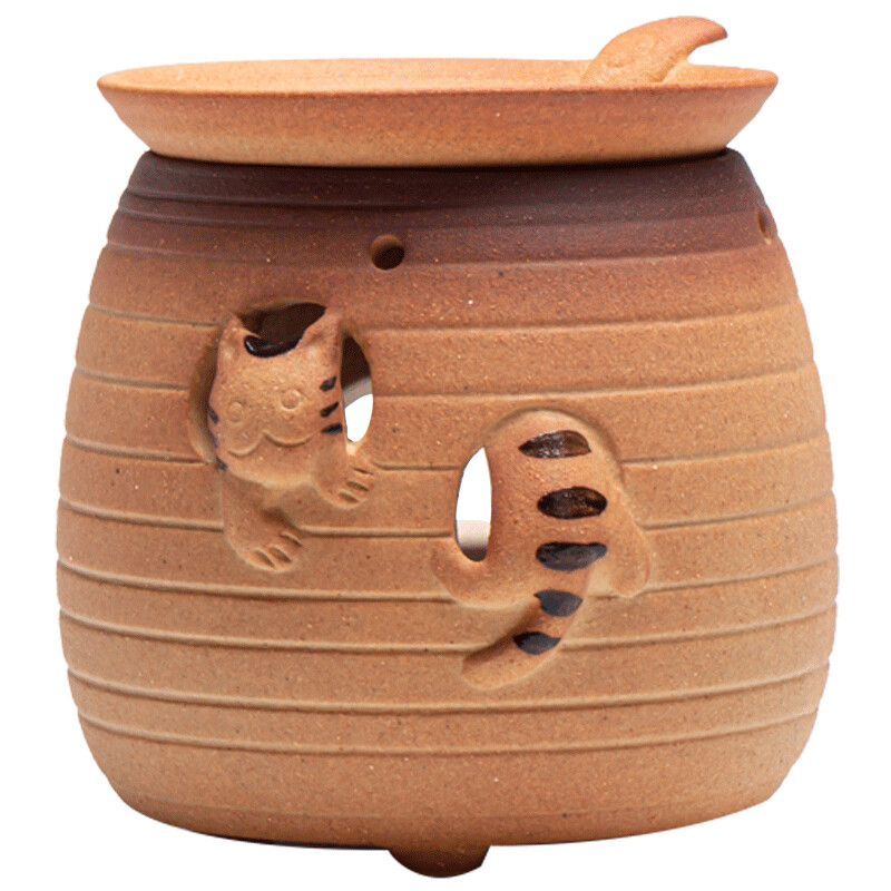 Kačiuko skrudinimas arbatos viryklė Keraminė kepimo krosnelė Maža buitinė aromato difuzorius Žvakė Akmens indai Kepti skrudinti apelsinai Samovar Baras