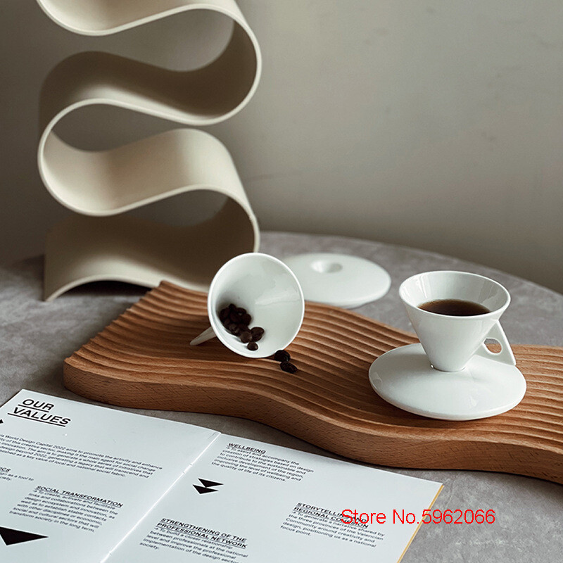 Padalinto tipo Creative Culet juodos kavos puodelio lėkštės rinkinys 70 ml ESPRESSO SHOT Bone China Pyramid Demitasse puodelis kavinei restoranui