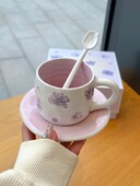 250 ml Prancūziškas rankomis dažytas apatinis glazūra, violetinė violetinė kavos puodelis ir lėkštė moterims pusryčių popietės arbatos puodelio indas rankų dovana