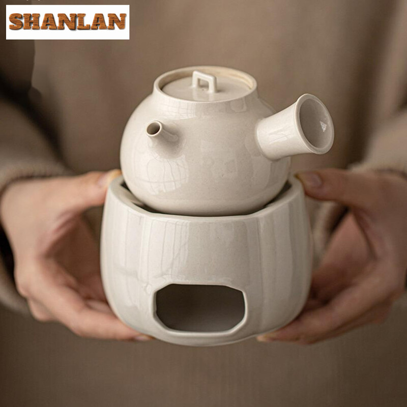 Augalų pelenų glazūra Žvakių arbatos šildytuvas Vintage šildymo pagrindas Kiniška arbatos viryklė Buitinė arbatinukas arbatinukas arbatos paslaugų kolekcija