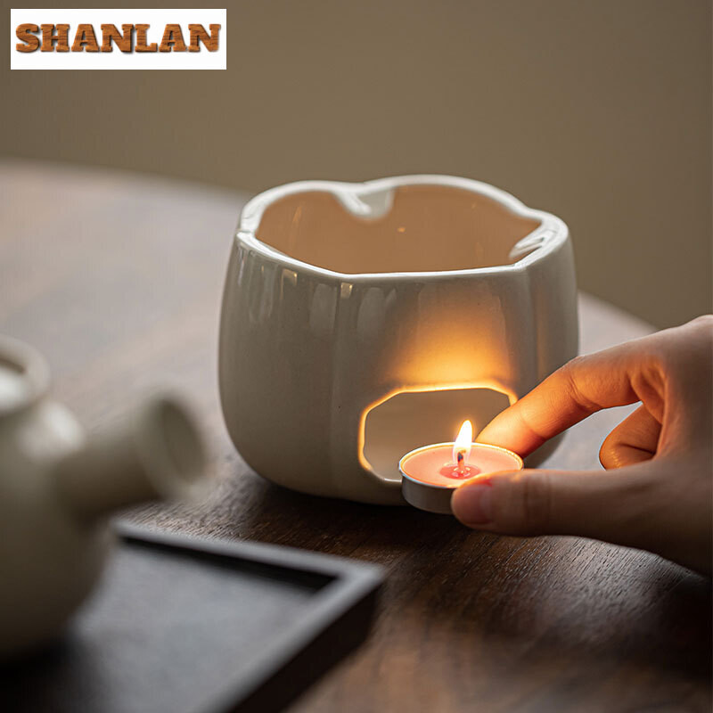 Augalų pelenų glazūra Žvakių arbatos šildytuvas Vintage šildymo pagrindas Kiniška arbatos viryklė Buitinė arbatinukas arbatinukas arbatos paslaugų kolekcija