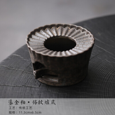 Rankų darbo paauksuotas geležinis rūdžių glazūra arbatos šildytuvas viryklė dryžuota izoliacija žvakė kaitinimo krosnis pagrindas šiltas gėrimas vyno katilas arbatos indai