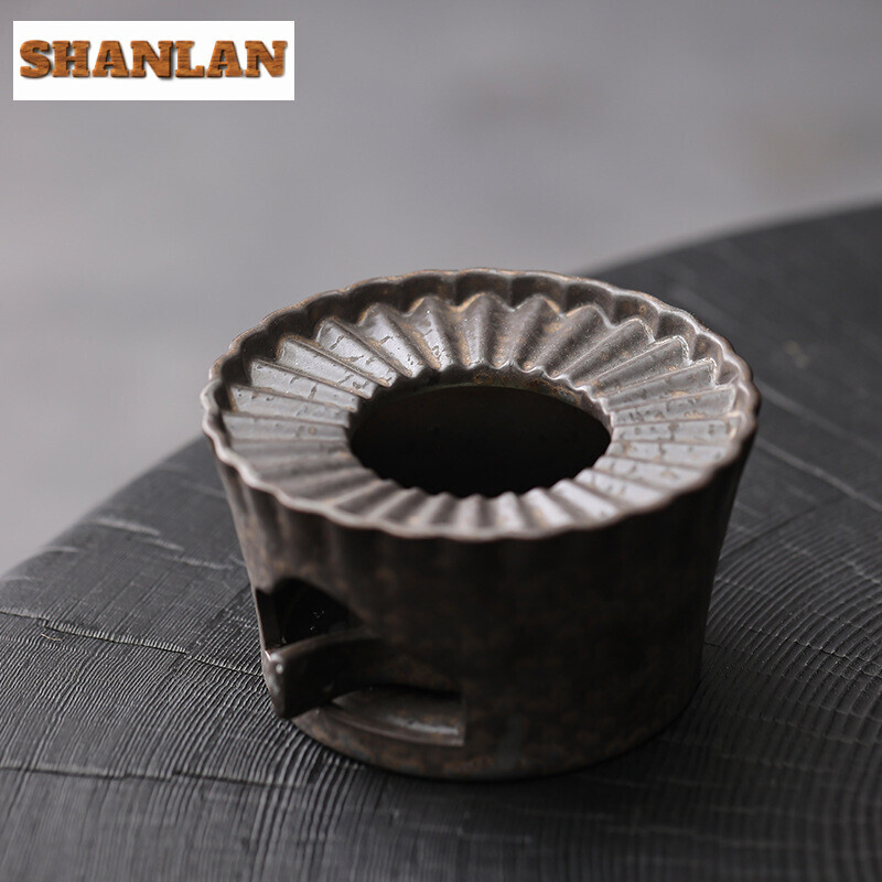 Rankų darbo paauksuotas geležinis rūdžių glazūra arbatos šildytuvas viryklė dryžuota izoliacija žvakė kaitinimo krosnis pagrindas šiltas gėrimas vyno katilas arbatos indai