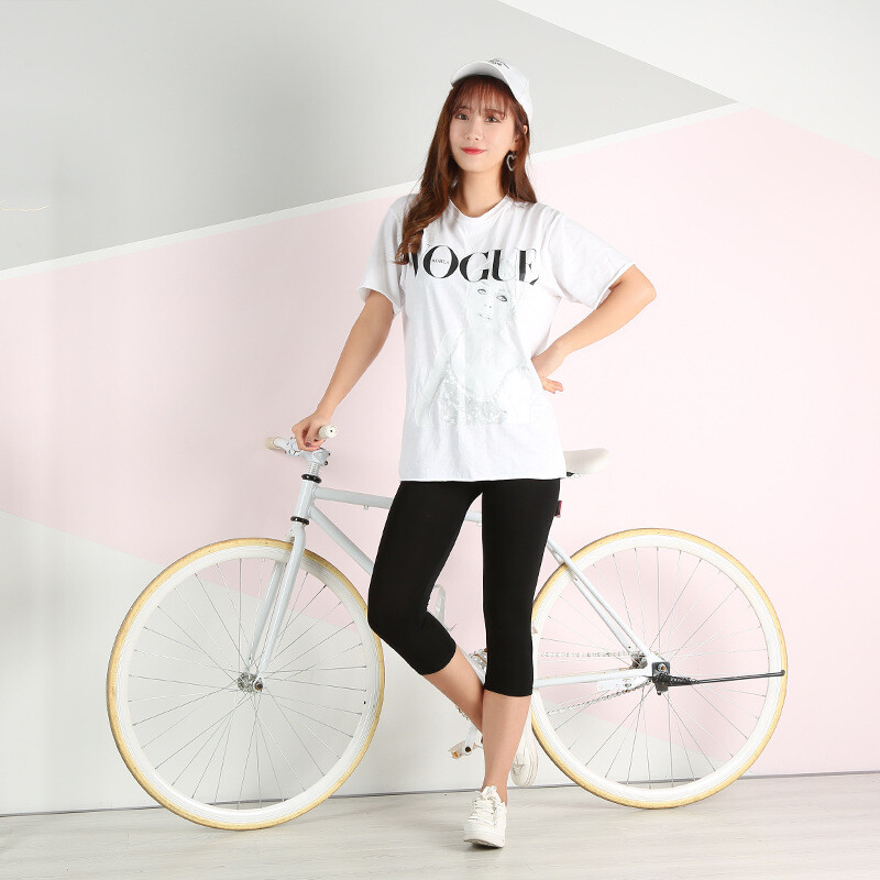 Vasarinės modalinės medvilnės apkarpytos kelnės korėjietiško stiliaus plonos plonos kelnės, universalios moteriškos antblauzdžiai