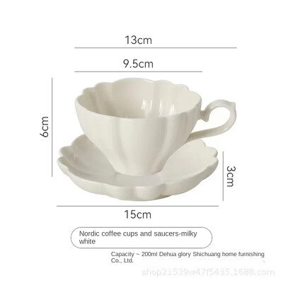 Nordic Bone China kavos puodelių ir lėkštučių rinkinys, elegantiškas baltas porcelianas, biuro popietės arbatos puodeliai, Cafe keramikinis kavos puodelis, 250 ml