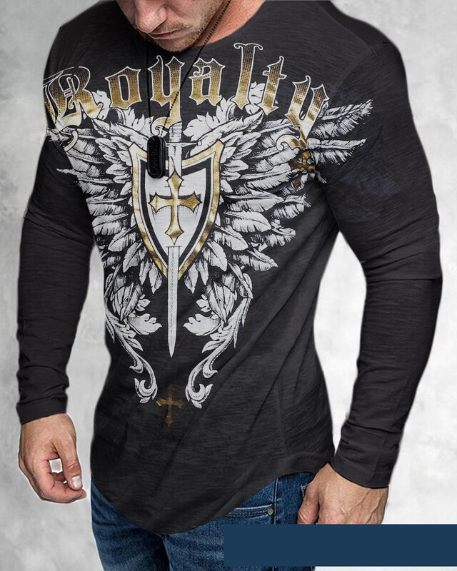 2021 väliskaubandus piiriülene Vikings 3D digiprint pikkade varrukatega T-särk väliskaubanduse meeste Euroopa ja Ameerika tänavastiil