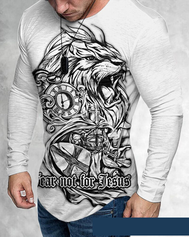 2021 väliskaubandus piiriülene Vikings 3D digiprint pikkade varrukatega T-särk väliskaubanduse meeste Euroopa ja Ameerika tänavastiil