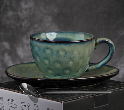 Retro keraamiline latte kohvitassi ja taldrikukomplekt 250 ml jaapani stiilis luksuslik tassinõu koos karbiga.