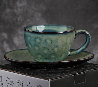 Retro keraamiline latte kohvitassi ja taldrikukomplekt 250 ml jaapani stiilis luksuslik tassinõu koos karbiga.