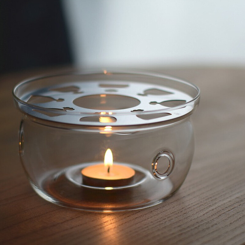 Apvalus arbatinuko šildytuvas Ramadan arbatinuko šildytuvo pagrindo žvakių laikiklis skaidraus stiklo karščiui atspari viryklė
